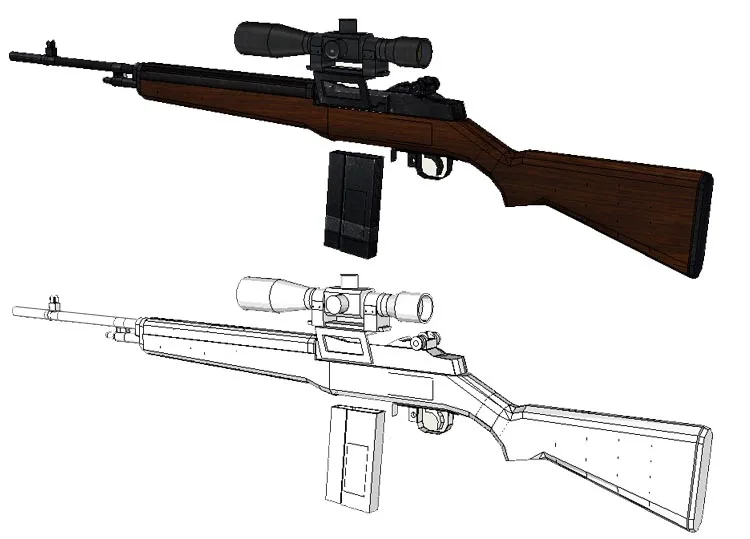 

Paper Model Scale 1/1 M-14 Rifle Gun Can Not Launch Manual Papercraft