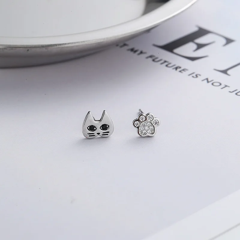 Mini boucles d'oreilles à griffes de chat asymétriques en argent regardé 925 pour femmes, boucle d'oreille, goujon d'oreille, mode, mignon, créatif, nouveau, KOFSAC