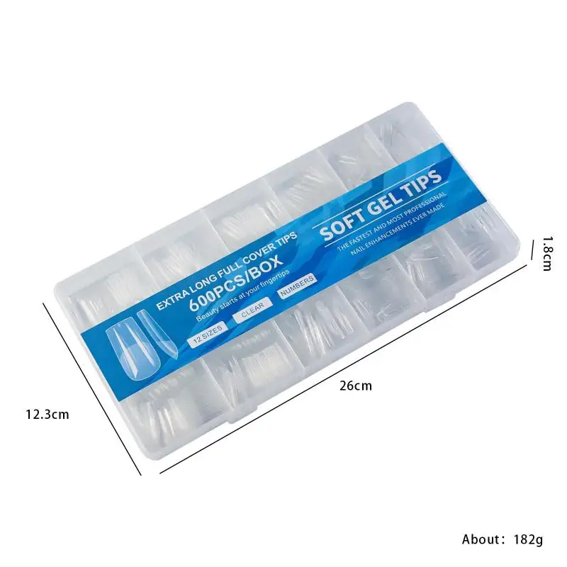 600 قطعة قصيرة اللوز مسمار نصائح لينة هلام مسمار نصائح غطاء كامل أظافر صناعية نصائح ل الاكريليك الأظافر مانيكير صالون المنزل اضغط على الأظافر