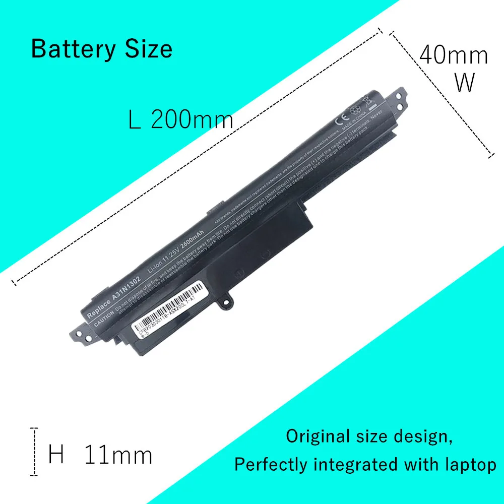 แบตเตอรี่แล็ปท็อปสําหรับ ASUS VivoBook X200CA A31N1302 F200CA A31LMH2 R200CA R202CA X200MA X200M X200LA A31LM9H F200M F200MA 11.6"