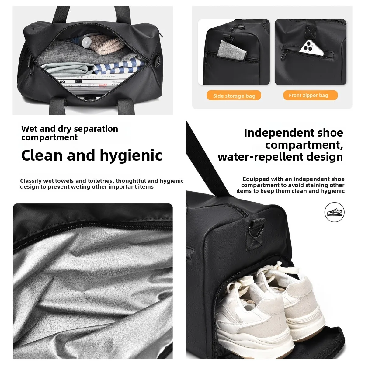 New Fitness Bag, Large-capacity Storage Bag, Sporty and Casual Independent Shoe Compartment, Dry and Wet Separation Handbag Bags