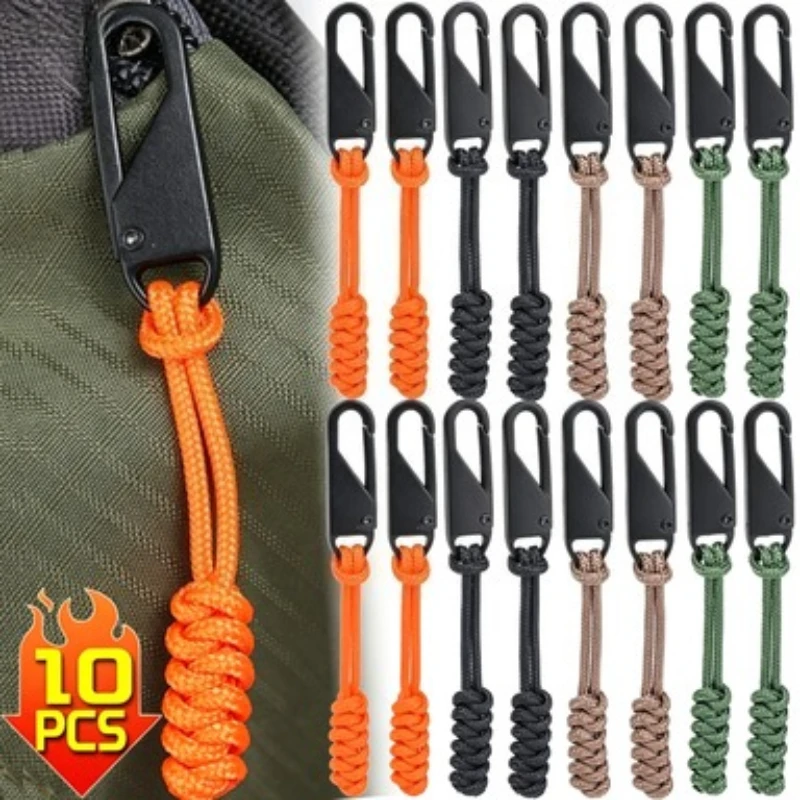 Multifunktionale Reißverschlusszieher für Rucksack, Jacke, Zelt Reparaturset Rutschfester Metall-Polyester-Kordel Einfach zu Greifender Ersatz-Zipper
