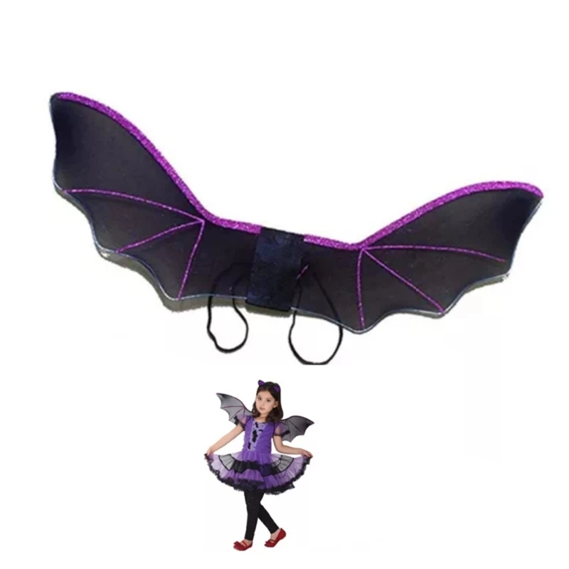 Halloween vleermuisvleugels voor kinderen, glitter vleermuisvleugels cosplay vleermuisvleugelkostuums Halloween cosplay voor