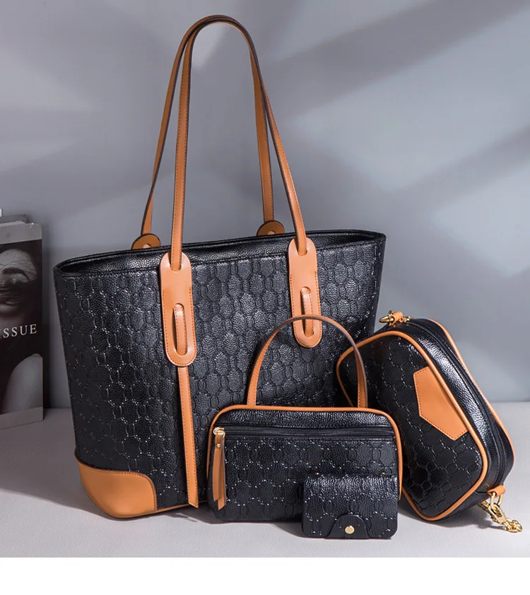 

4Pcs Women Tote Bag Large Capacity Commuter Handbag Lady Daily Card Holder Commuting Single-Shoulder Crossbody Bag Women's Bag