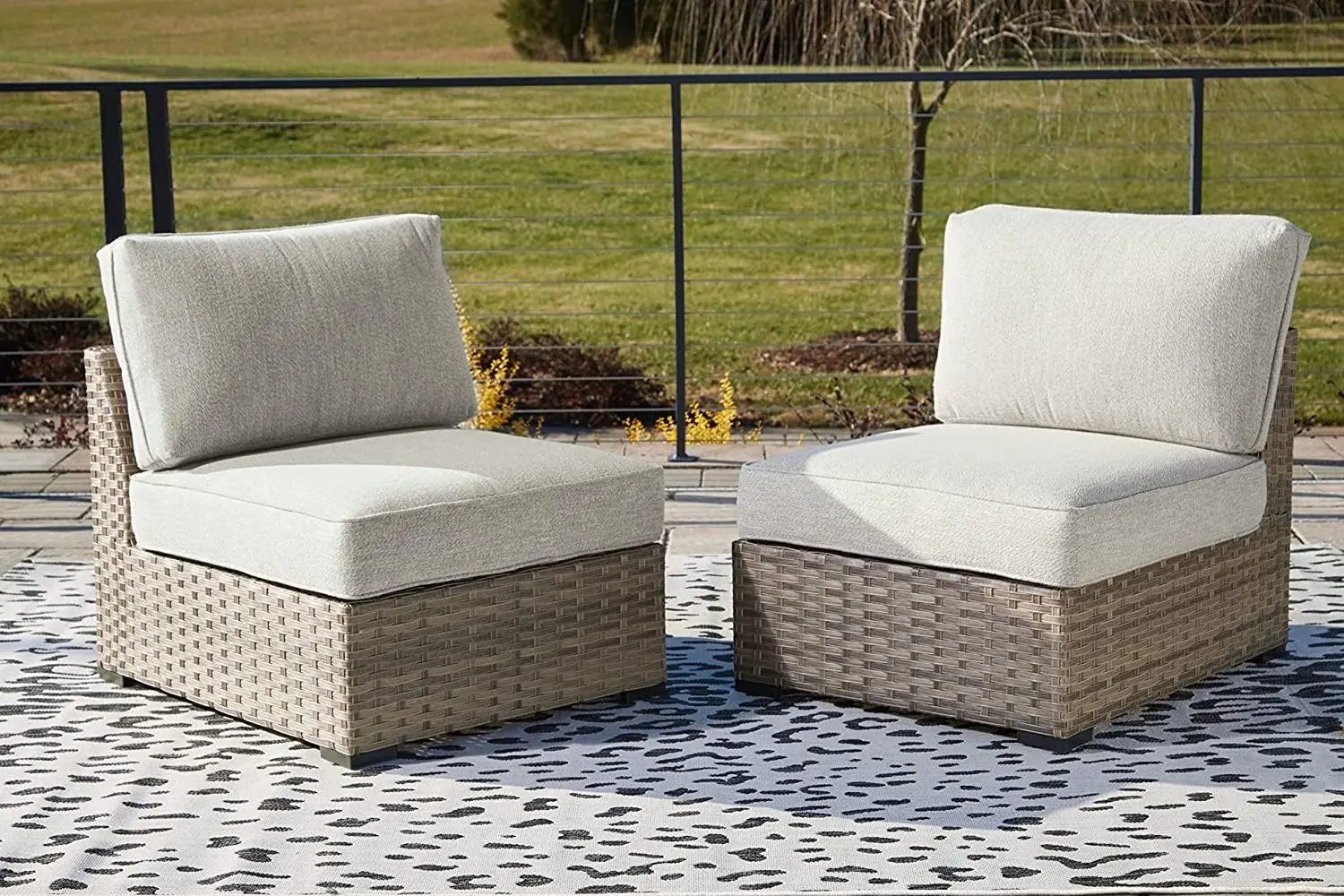 Outdoor Calworth Resin Wicker Patio Armless Chair, 2 Count