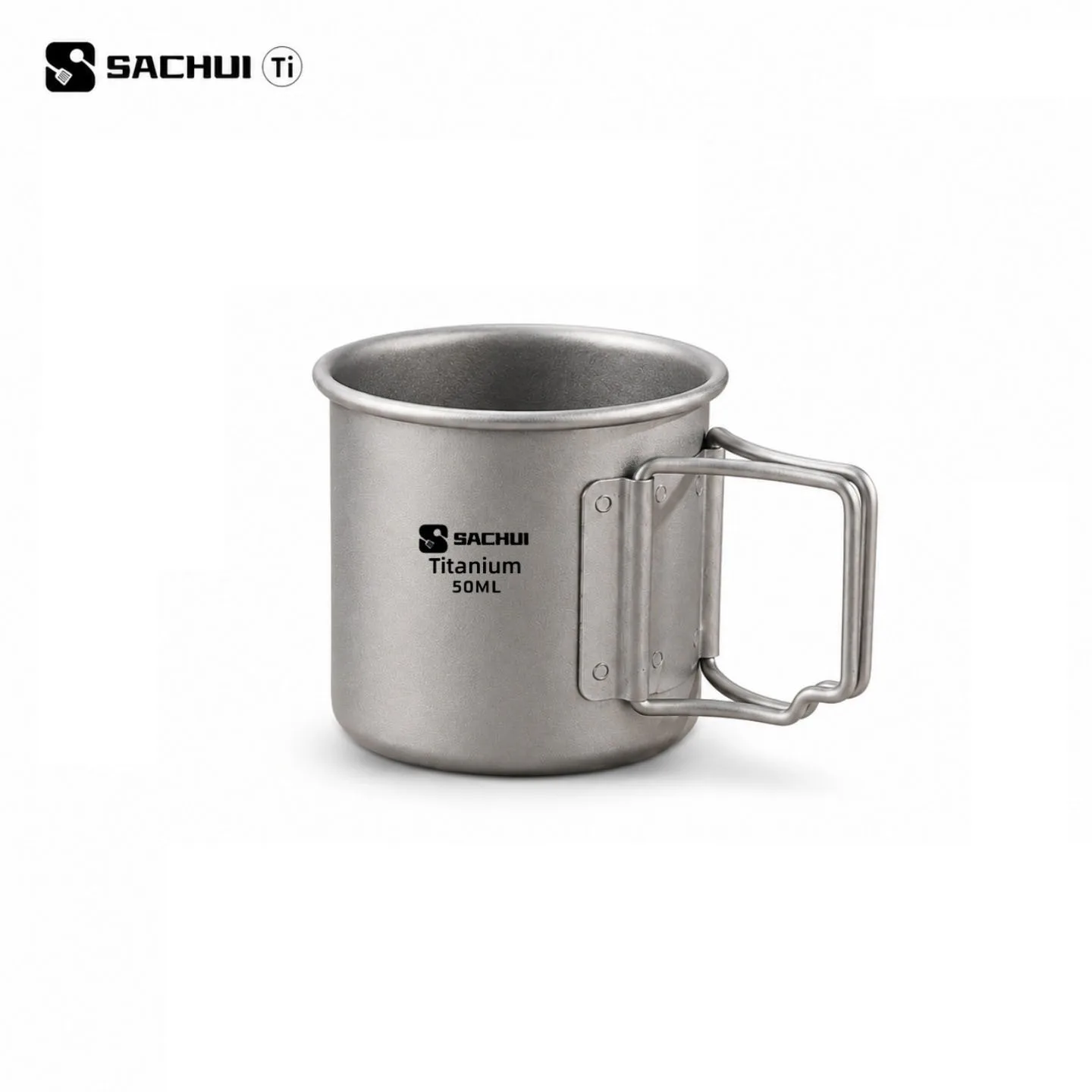 50ml Reiner Titan Mini Outdoor Ultraleichter Tragbarer Tee- und Kaffeebecher mit Klappgriff Camping-Wasserbecher Wander-Reise-Geschirr