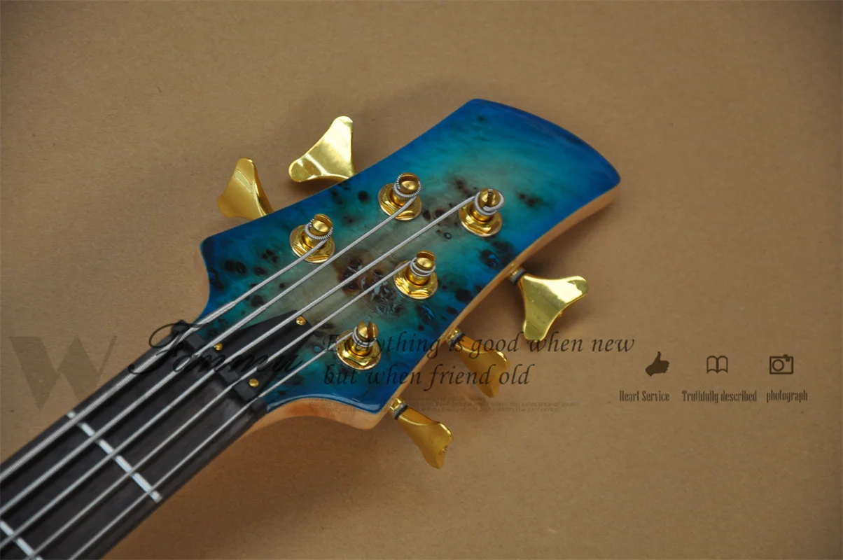 5 Strings Bass Guitar Fora Bass Maple Neck Though ASH Wood Body Fixed Bridge Mini Switch Active Battery Gold Tuners