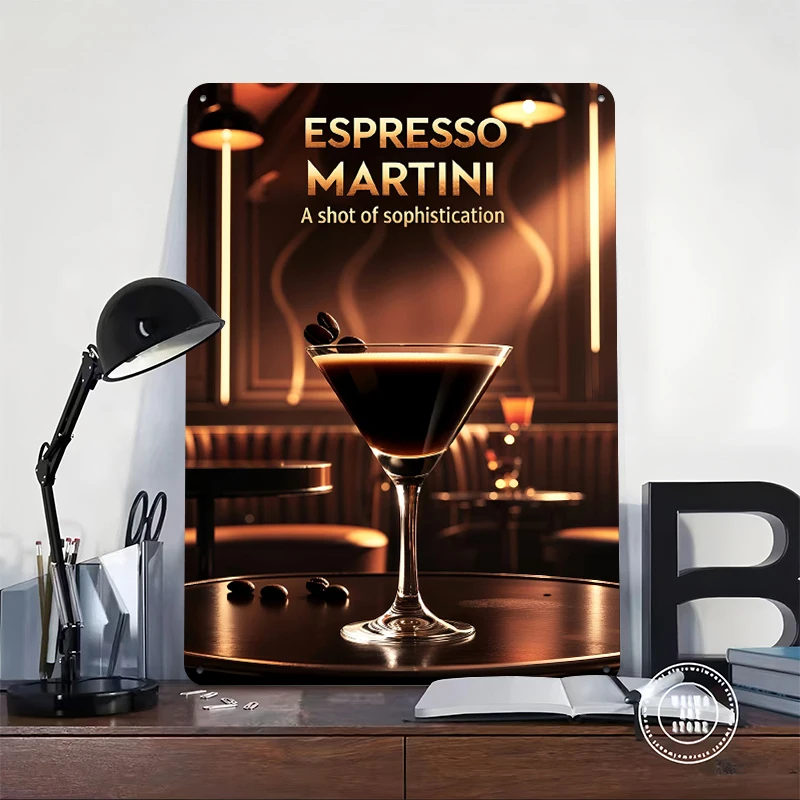 Vintage Espresso Martini Cocktail Poster Customized Vintage Metal Signs Wall Art Retro Tin Plaque for Mancave Decoration Room
