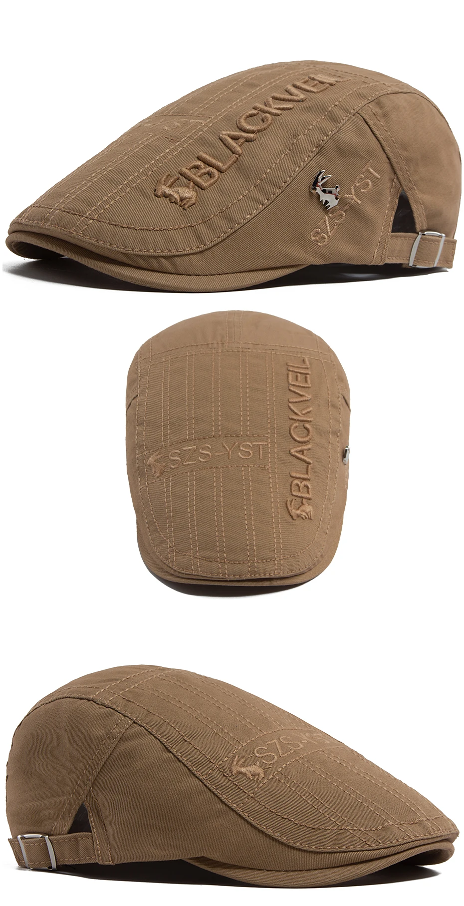 Männer Baskenmütze Mode Kaninchen Stickerei Flache Kappen Frühling Sommer Visier Für Männliche Mode Vintage Newsboy Cap Casual Berets Einstellbar – Detail 7