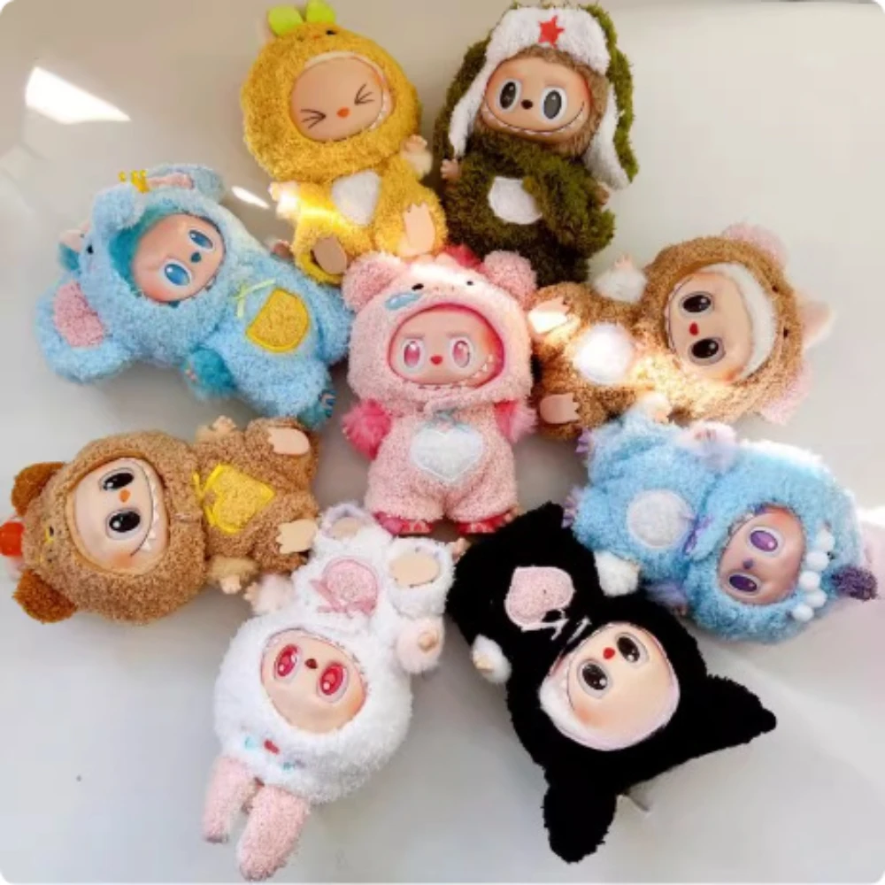 

Комбинезон для вечеринки с животными для 15/17 см, наряд Labubu, мультяшный плюшевый вязаный наряд, V1 V2 V3, повязка на голову для куклы, нагрудник, милые аксессуары, подарок