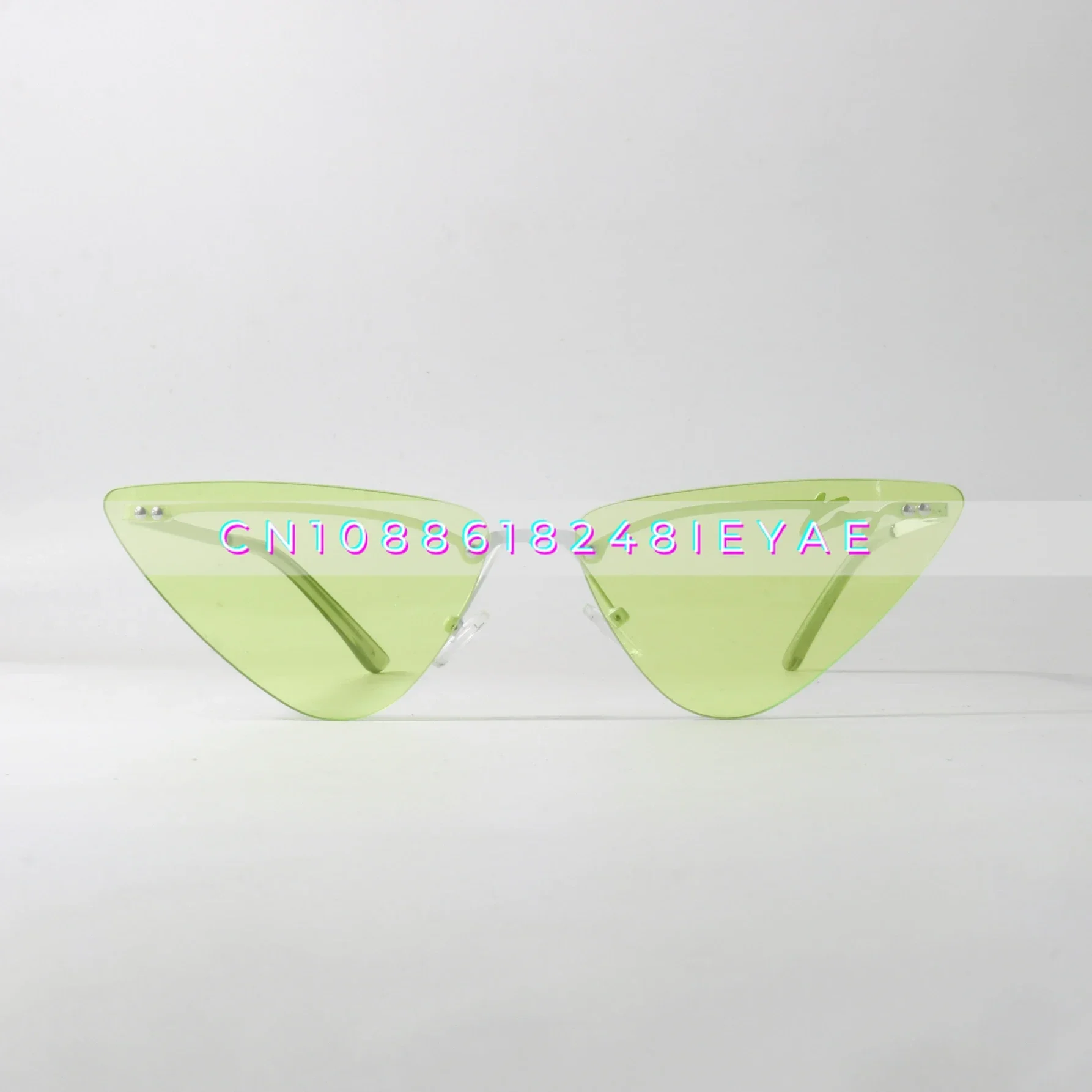Gafas de sol de aguacate fresco UV400 protección UV sin marco ojo de gato triángulo gafas de sol vanguardistas personalizadas