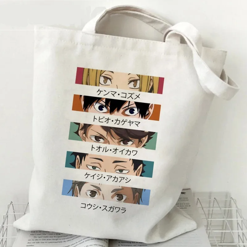 Haikyuu – sac en toile imprimé Anime, sac à bandoulière Harajuku pour étudiant, sac de Shopping à main, capacité Durable, sac écologique