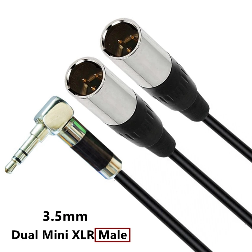 Dual Mini 3Pin XLR Male Female To 3.5mm 1/8\