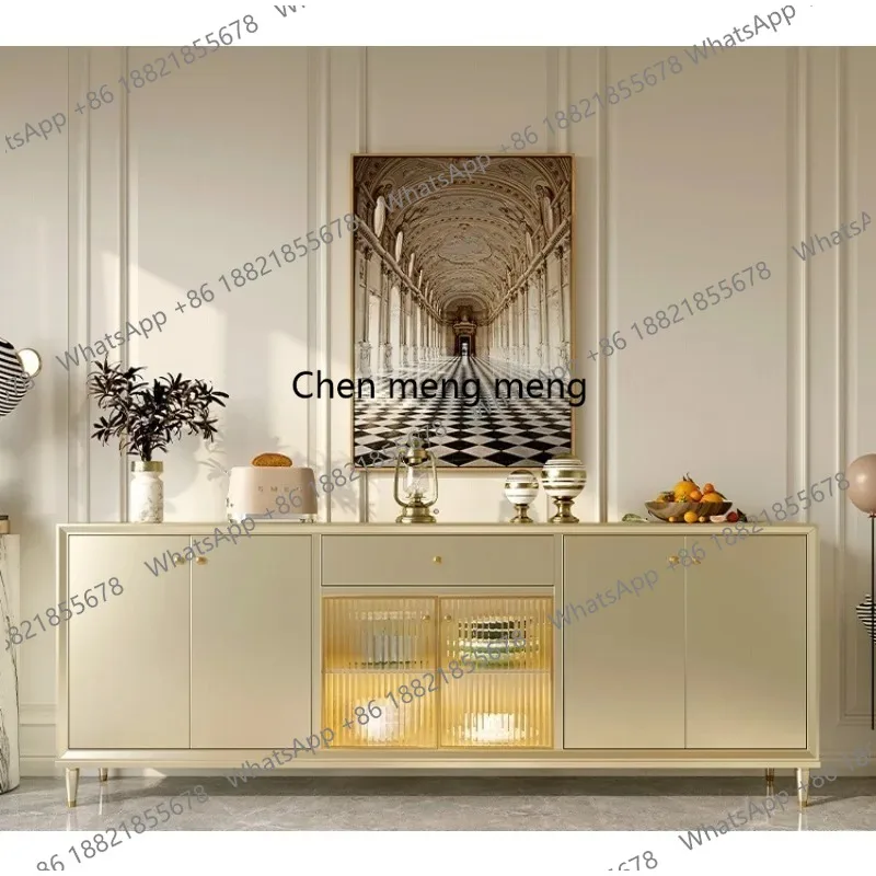 

Light luxury living room solid wood dining side cabinet simple integrated wall storage cabinet Suitable for interior decoration