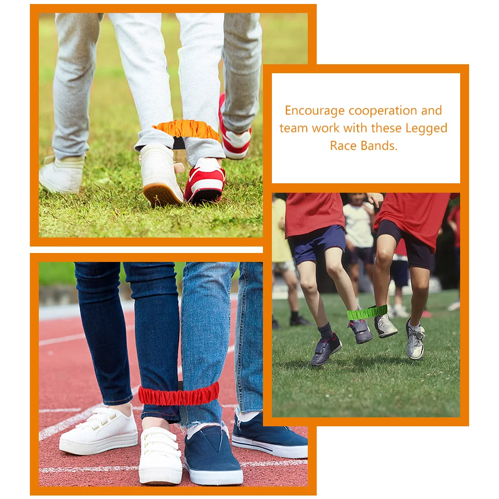 

10pcs Two person Three legged Race Bands Colorful Elastic Leg Straps Soft Tie Ropes Supple Child Adult Teamwork Training Fit