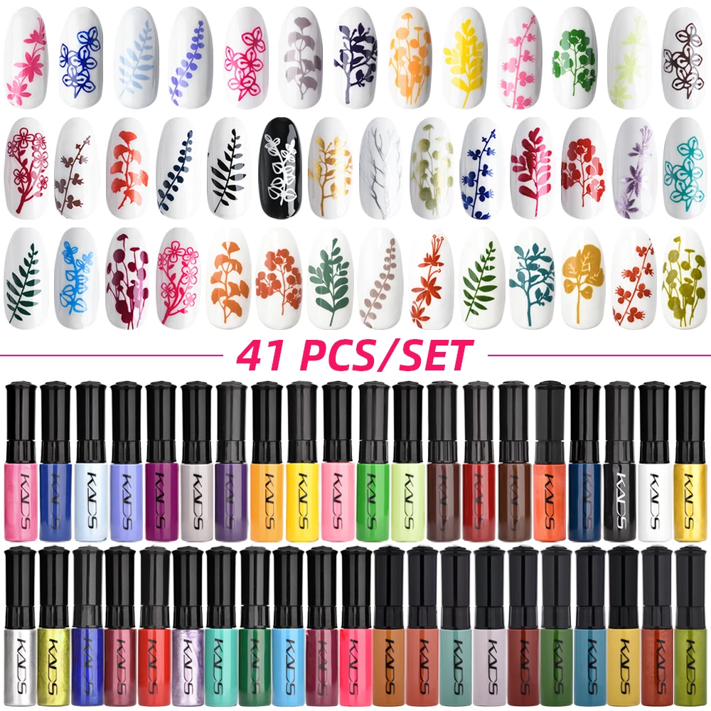 KADS 41pcs Nail Stamping Polish Set Nail Art Stamp Plate Printing Lacquer 7ml DIY Nail Art Polish for Nails Manicure Varnish