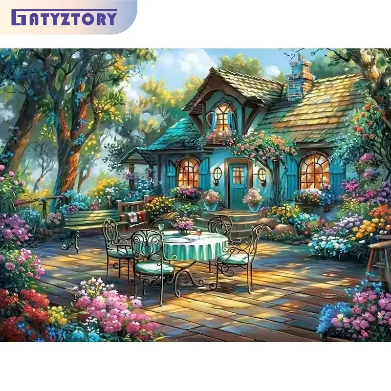 

GATYZTORY Painting By Number House Drawing On Canvas HandPainted Paint Art Gift DIY Pictures By Number Landscape Kits Home Decor
