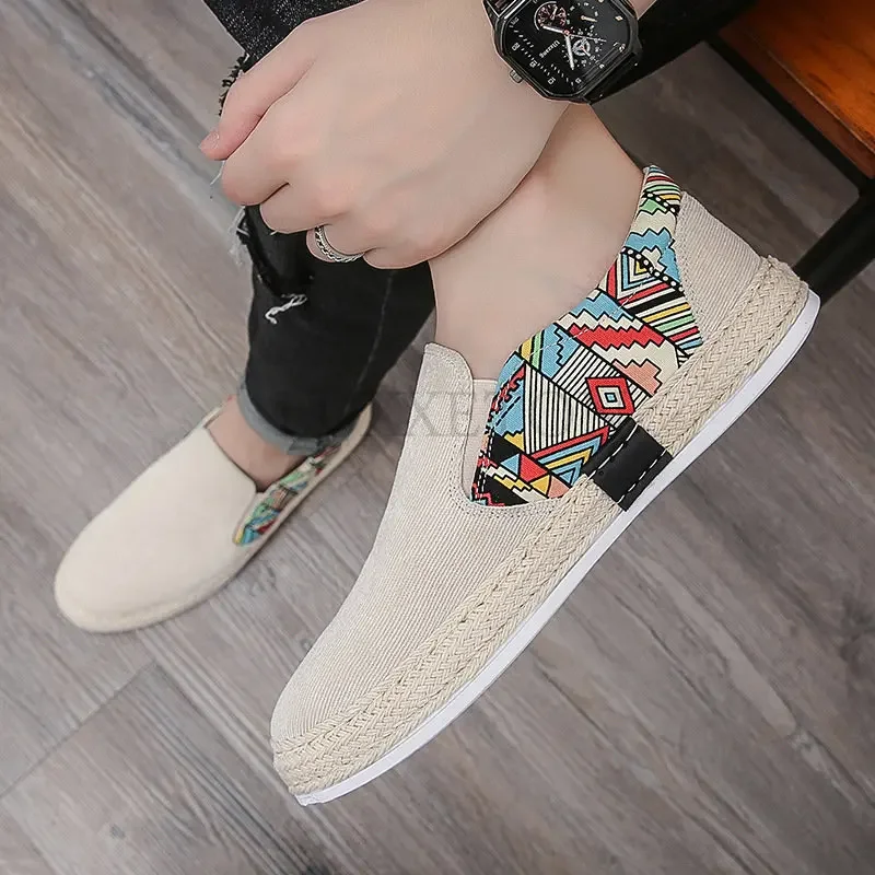 Men Sneakers Casual Summer Low-top Corduroy Shoe Fisherman\'s Shoes Lazy Shoes Slip-on Cloth Shoe Trendy Men\'s Shoes