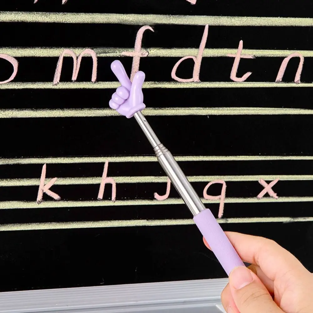 Durable Stainless Steel Teaching Pointer Telescopic Rod Finger Design Teaching Stick Classroom Finger Pointer Teaching Tools