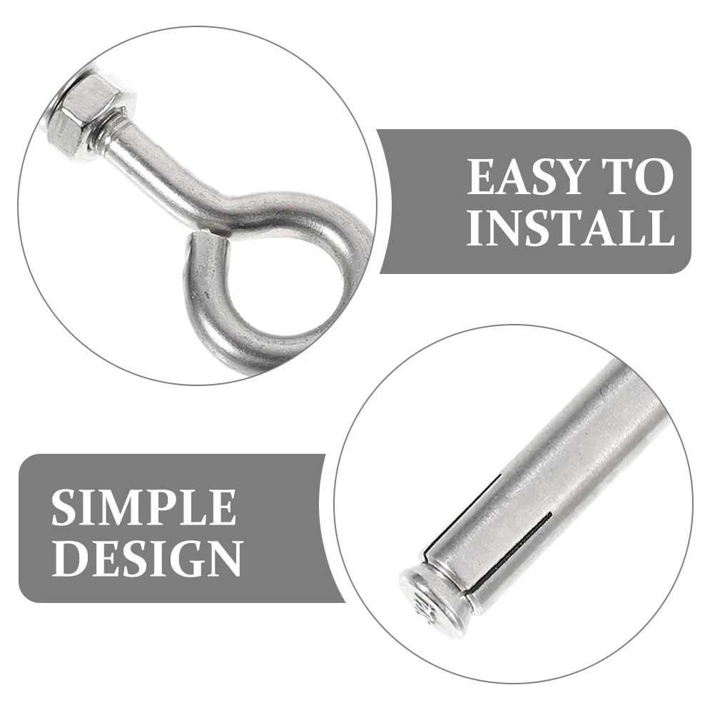 

2pcs 304 Stainless Steel Expansion Screw Belt Hook Concrete Wall Anchor Eye Bolt for Brick Stucco Secure Mounting Hardware