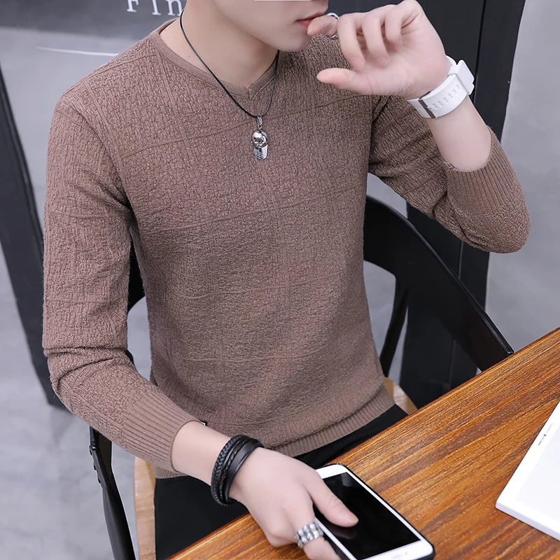 

Slim Fit Long Sve V-Ne Men's T-irt Autumn Faionable Base Layer irt Trendy Knitwear Casual Youth Active Sle