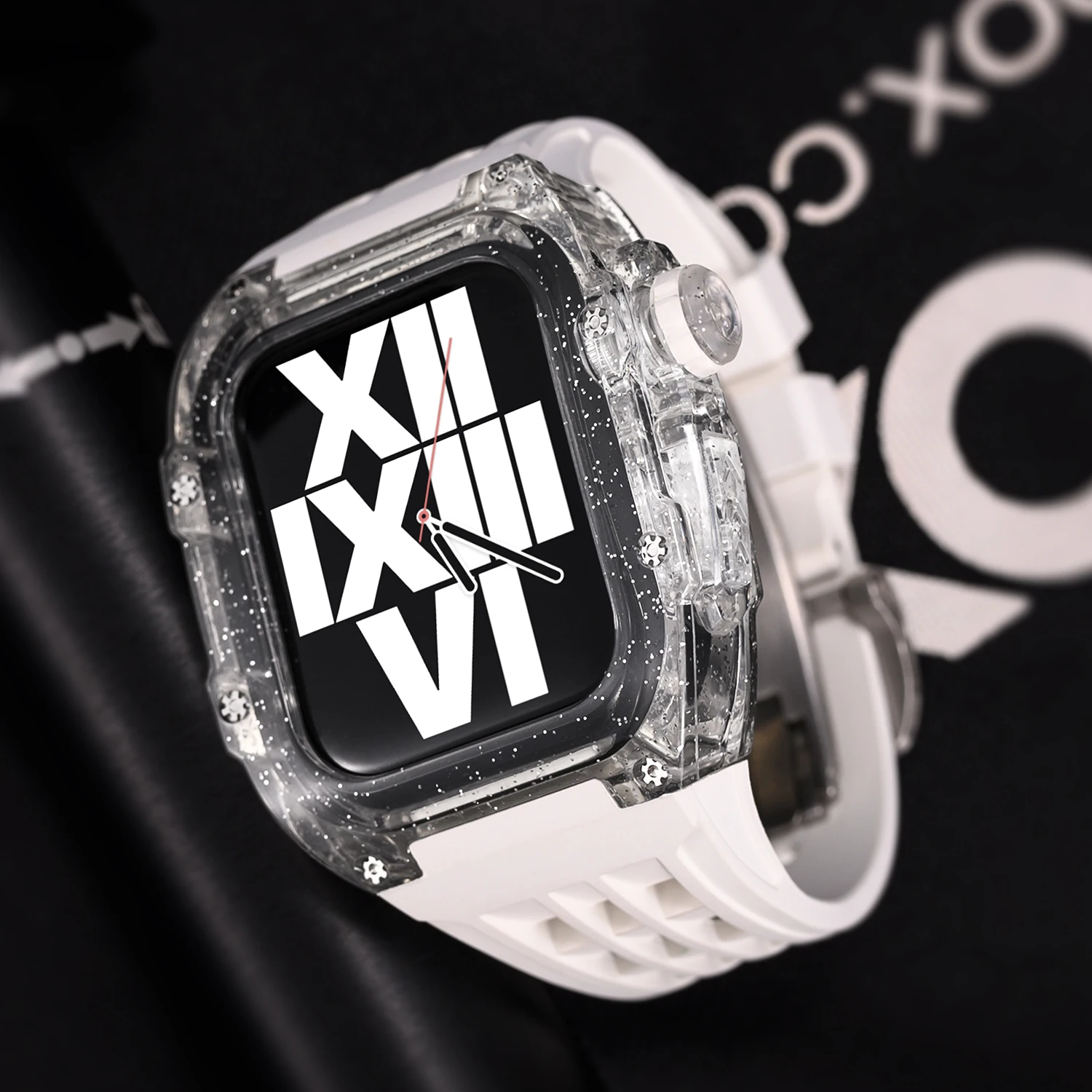 Cinturino di copertura per modifica sfumata Bling per Apple Watch 9 8 7 6 5 4 44mm 45mm Kit Mod trasparente custodia sostituzione cinturino in Silicone