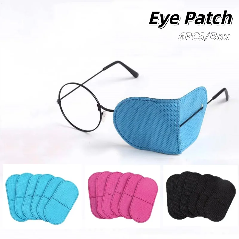 6PCS/Box Blue Pink and Black Covering Eye Masks Strabismus and Amblyopia Correction Training Eye Masks Glasses Accessories