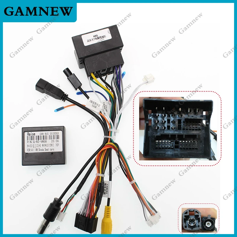 16Pin Car Wiring Harness Adapter With Canbus Box Decoder For Volkswagen Magotan CC Tiguan Teramont Golf 6 7