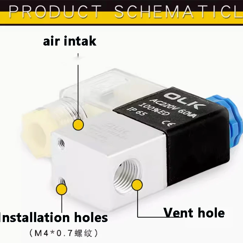 2 Way 2 Position 12VDC DC24V AC220V 2V025-06 2V025-08 Air Pump Compressor Exhaust Valve  Air fluid control valve