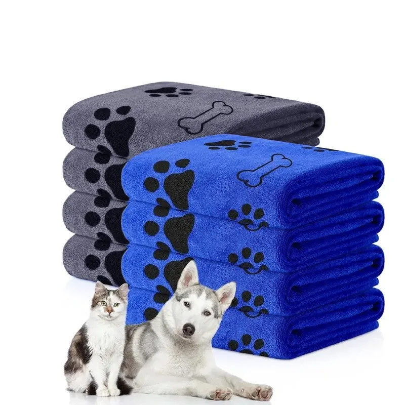 1/3pcs Microfiber Pet Printing Absorbent Towel Thickened Quick-drying Dog Cat Bathing Bath Towel Large Non-stick Hair