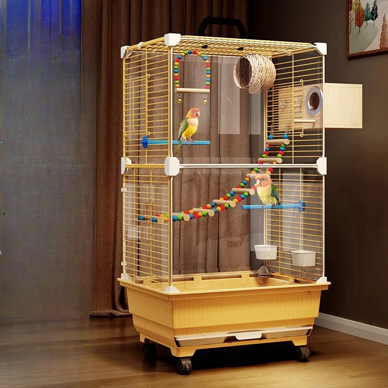 

Клетка для птиц, клетка для попугая, бытовая большая новая брызгозащищенная роскошная птичья вилла