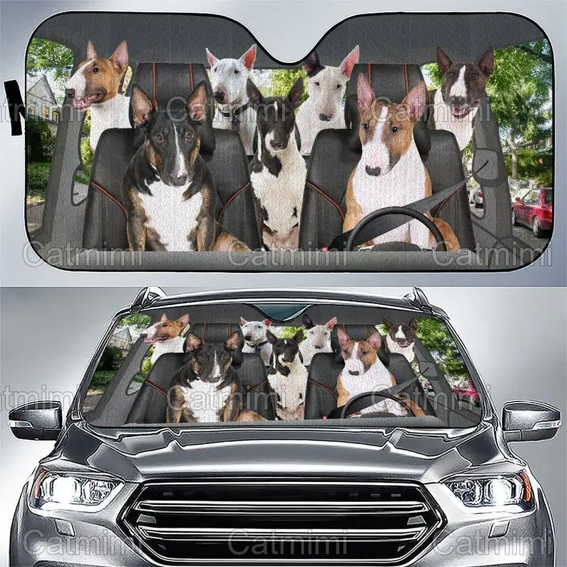 Bull Terrier Dog Sun Shade, Auto Sun Shade, Car Accessory, Car Decoration, Gifts For Her, Gifts For Him, Birthday Gift MCL252006