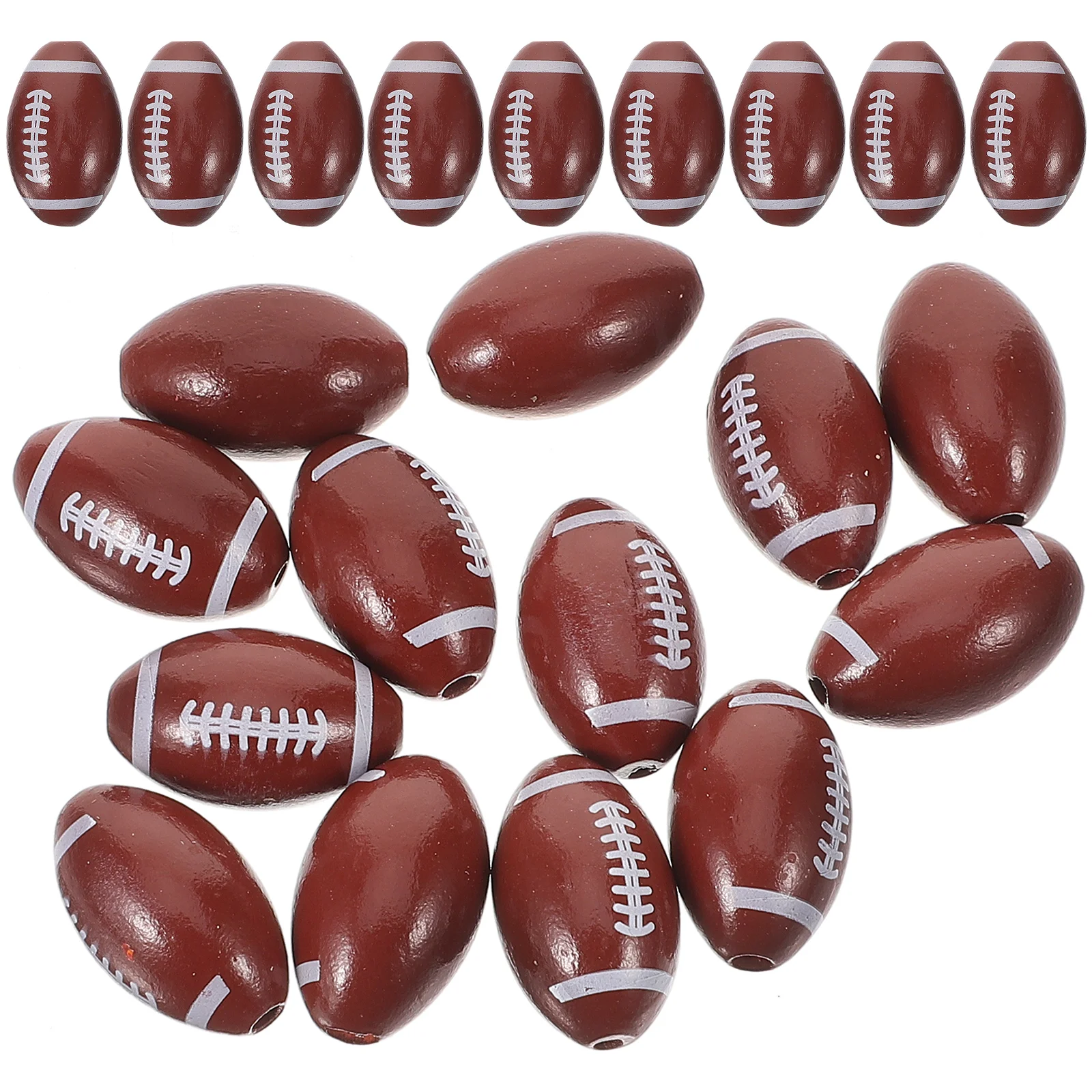 50 Pcs Rugby Wooden Beads for Jewelry Making Scattered Football Spacer DIY Pendant Charms Bulk Accessories