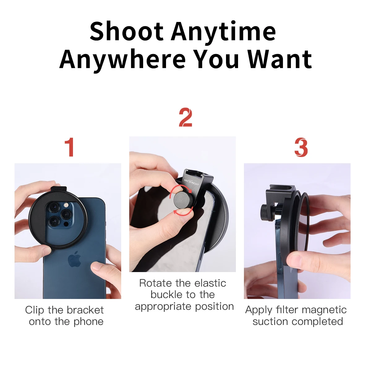 Mecoright Magnetic Smartphone Filter 72mm Ring Cold Shoe phone holder CPL ND GND per Samsung Huawei Apple Vivo cellulare Lens