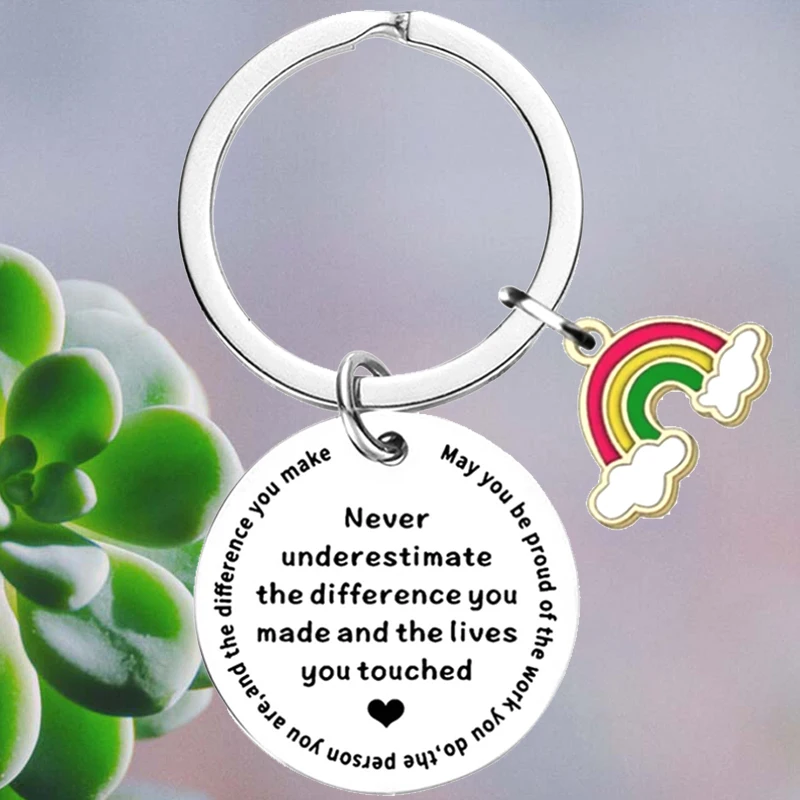 

Cute Workers Appreciation Gift Keychain Teacher Nurse gift Key chain Keyring Holder Never Underestimate The Difference You Made