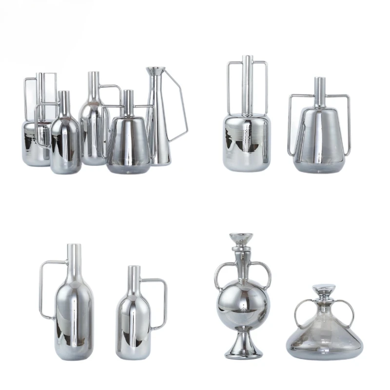 Glass transparent modern minimalist smoke gray home accessories soft decoration model room hotel