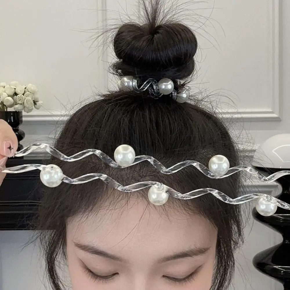 Dulce TPU línea telefónica cuerda para el cabello estilo coreano Scrunchies Anillo para el cabello transparente lazos para el cabello elástico perla Cola de Caballo titular boda