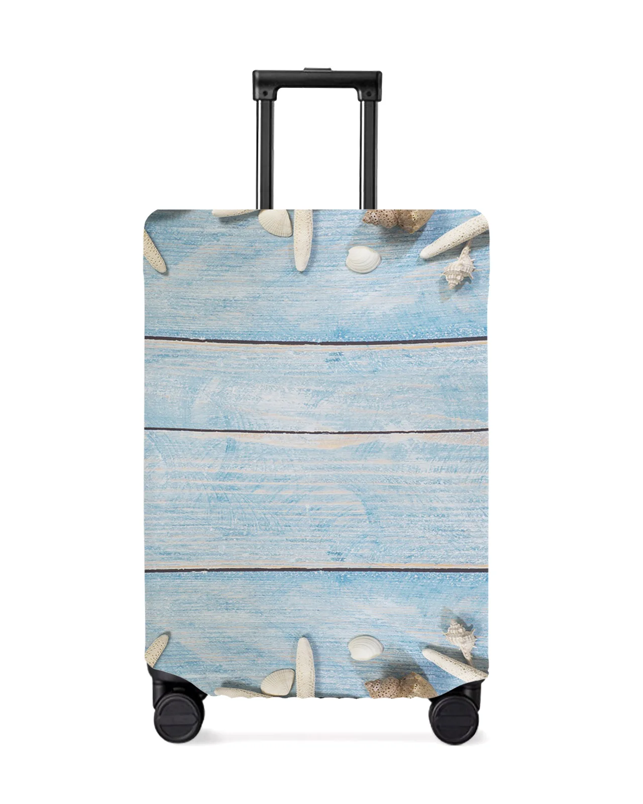 Beach Starfish Blue Wooden Texture Travel Luggage Protective Cover Travel Accessories Suitcase Elastic Dust Case Protect Sleeve