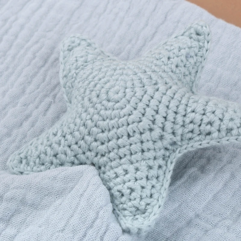 Lovely Knitted Star Decor Appease for Newbrons Cotton Soft Comforting Towel