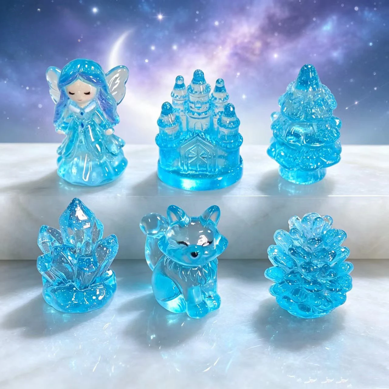 100pcs Transparent Ice Snow Series 3D Resin Cabochon DIY for Phone Case Hairpin Keychain Earring Scrapbook Dollhouse Accessories