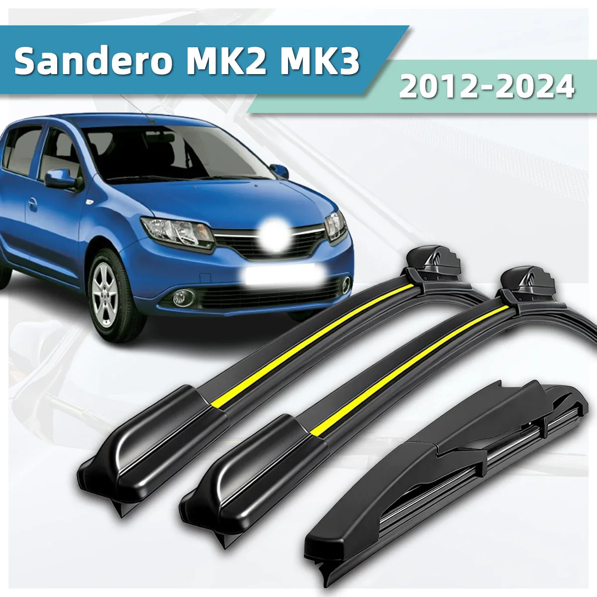 Geeignet für Dacia/Renault Sandero MK2/MK3 (2012-2024) Auto-Scheibenwischer aus Naturkautschuk, hochauflösende, geräuscharme Frontscheibenwischer.