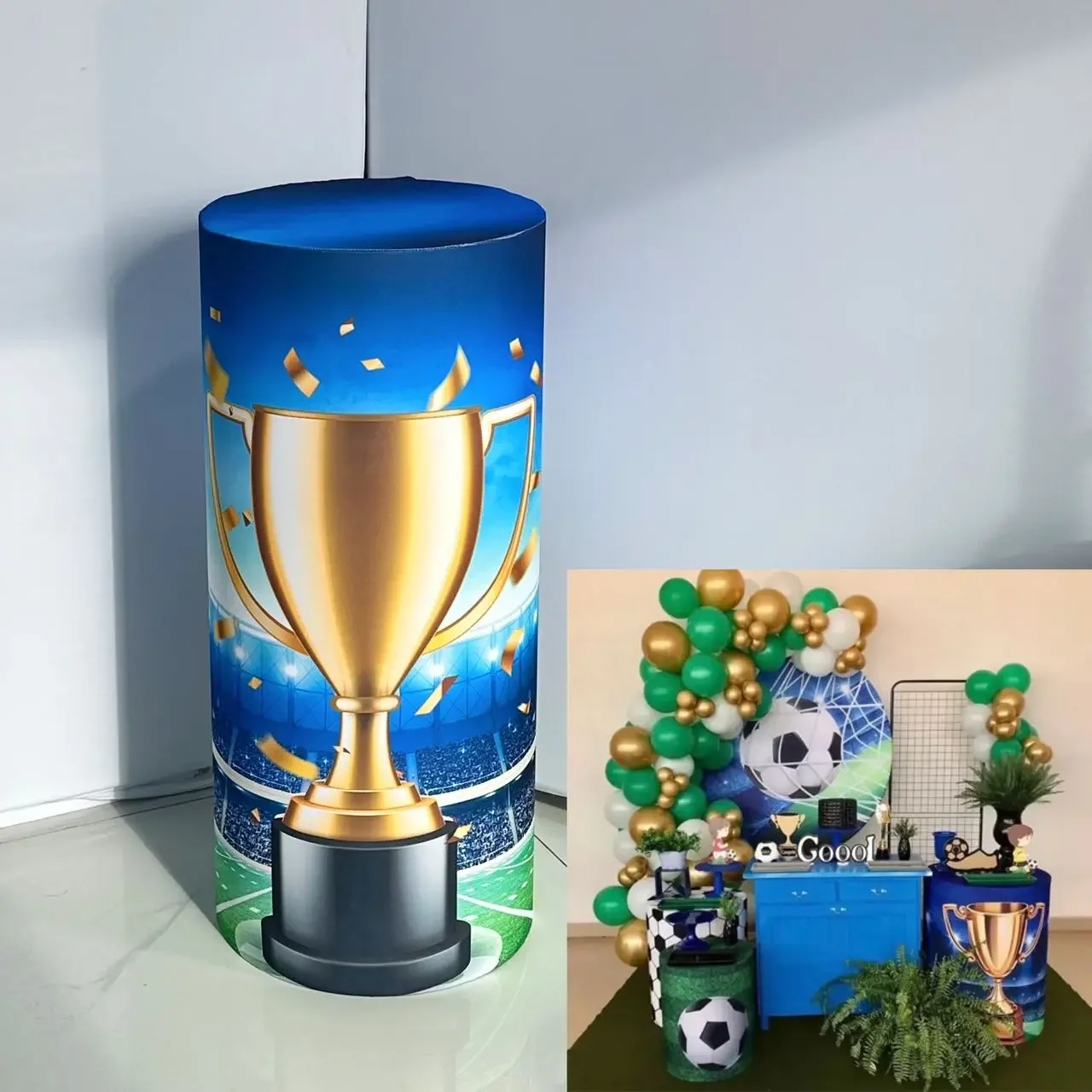 Football Theme Trophy Cylinder Cover for Birthday Parties, Wedding and Baby Shower Decoration Props