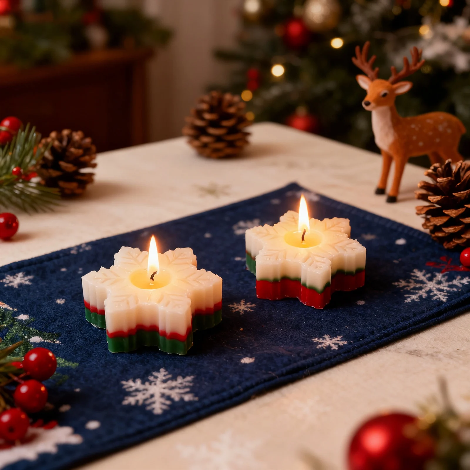 شمعة على شكل ندفة الثلج لعيد الميلاد، شمعة عائلية لحفلات الأعياد، ديكور جو عطري، جلب تجربة قوية لعيد الميلاد المجيد #1