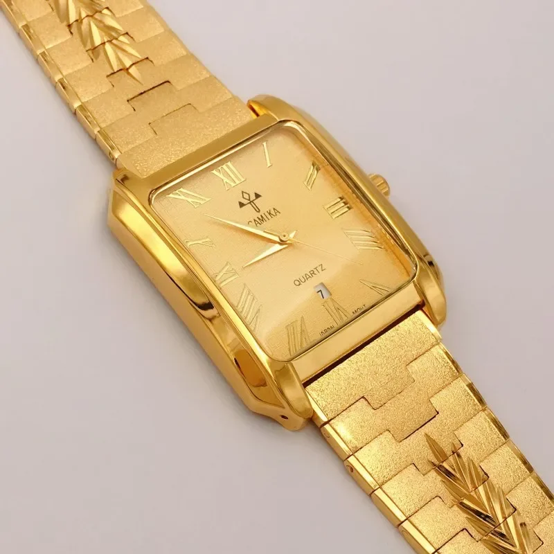 Yunnan sand gold watch 24K gold men's long-term non-fading watch imported quartz movement large dial, watch