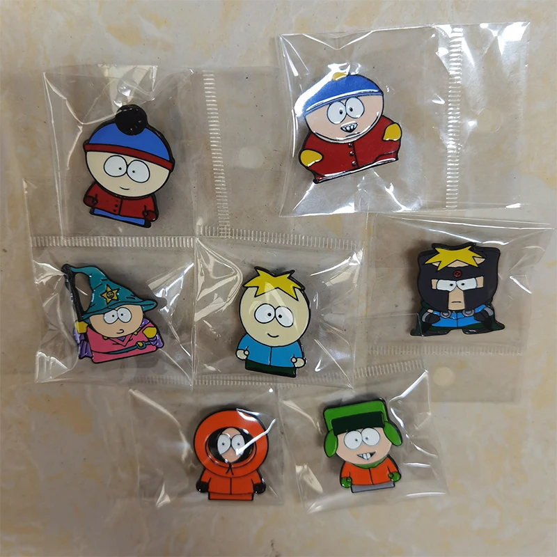 Whole Set Anime Eric Cartman Stanley Marsh Kyle Kenny Figures Brooch Keychain Decor Cartoon Park Action Figure Toys Dolls Gifts