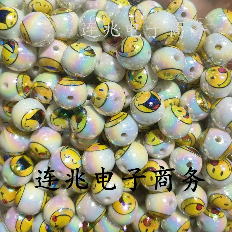 5pcs face cartoon anime acrylic beads white background printed beads for diy jewelry making bracelets materials