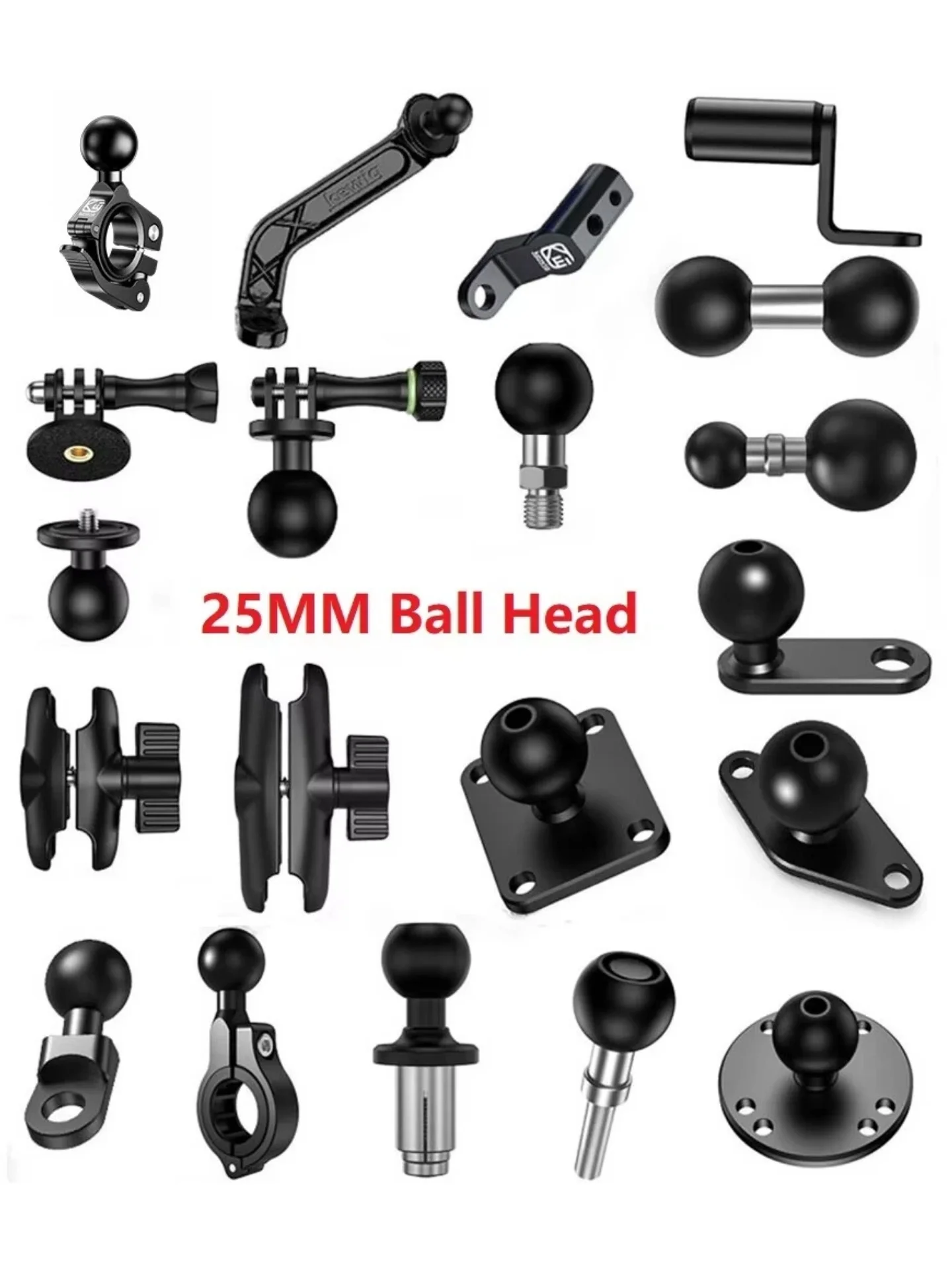 AliExpress NONE 1 inch Ball Head Mount Adapter Motorcycle Bicycle Handlebar Clip Rearview Mirror Bracket for GoPro 10 9 8 Camera Mounts