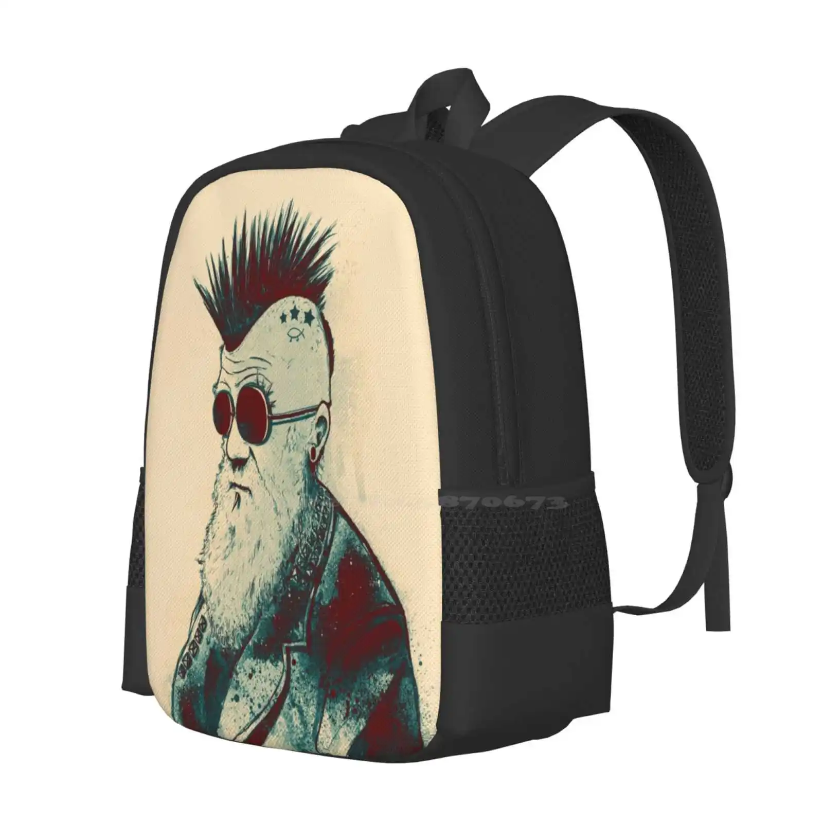 Evolution Of 3D Print Design zaino borsa per studenti Darwin Theory Evolution Science Portrait Punk Mohawk Piercing Studs Spikes