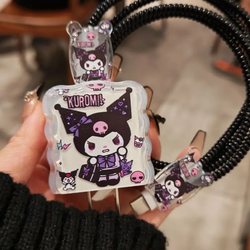 Cartoon Cute Demon Angel Kitten Charger Case Cable Protector for iPhone 18W/20W Charging Cable Data Damage-proof Holiday Gift