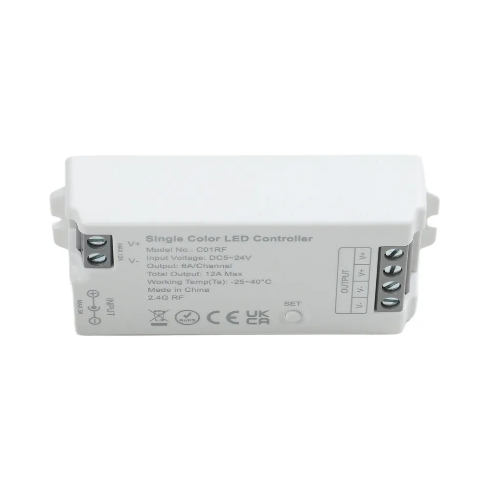 For Home Ambient Lighting LED Strip Controller 2.4G RF Controller DC5V 12V 24V Input 4-Wire Connection PC Material Housing